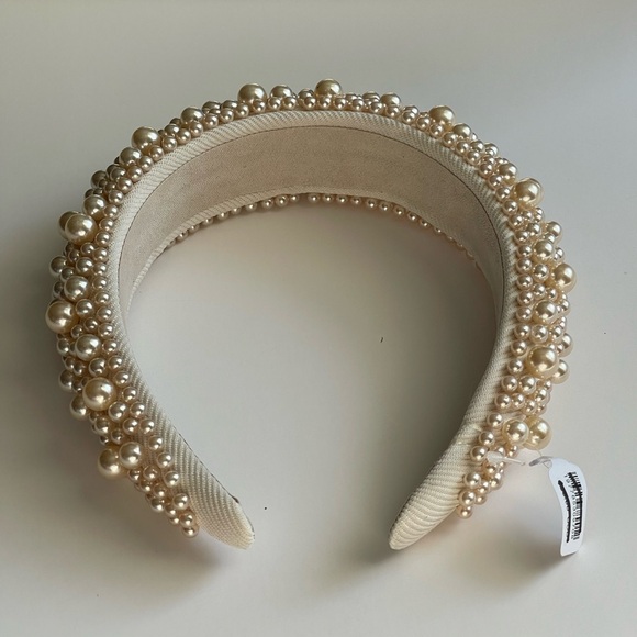 Free People Pearl Queen Headband Ivory One Size Bridal Headband - Picture 4 of 5